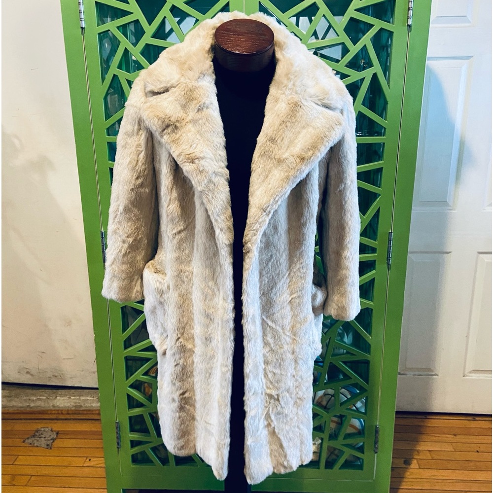 Benmor New York x Branson Vintage Faux Fur Coat w/ Lapel Collar - Picture 1 of 8